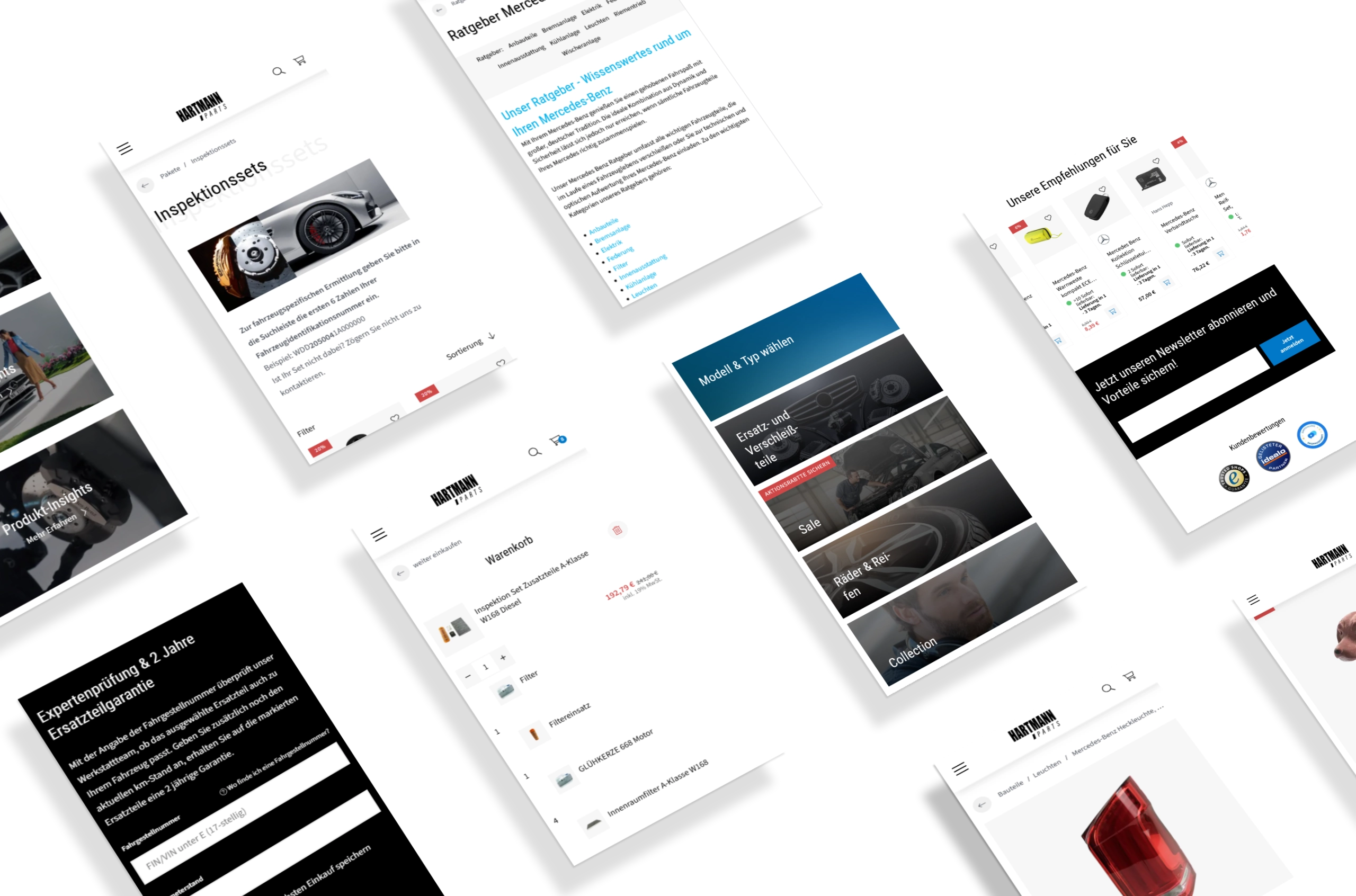 Hartmann Parts Onlineshop-Darstellung gefächert